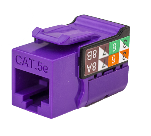 CAT5E Data Grade Keystone Jack, RJ45, 8×8, Purple.