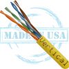 CAT6, Plenum, MADE IN USA, 23AWG, UTP, 4 Pair, Solid Bare Copper, 550MHz, 1000ft Pull Box, Yellow