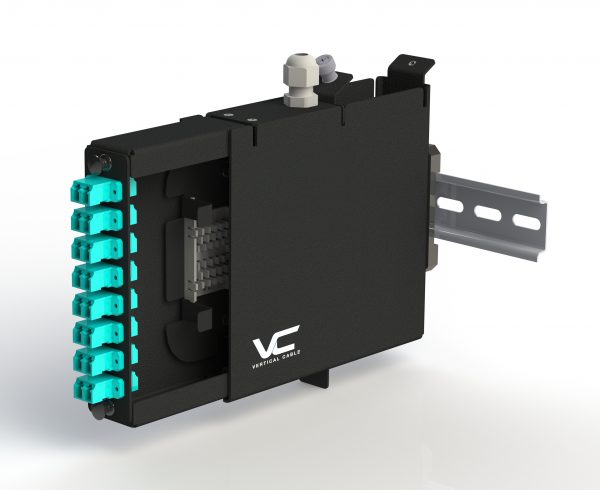 DIN-Rail Modular LGX Optic Fiber Cassette. Mountable universal cassette, compatible with standard LGX-format adapter plates