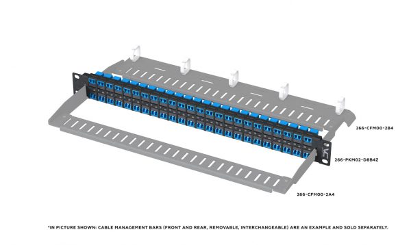Optical Fiber Rack-Mount Panel, Keystone-Module, 1-RMU, 48-Position, Black Bezels, w/o Label Holders