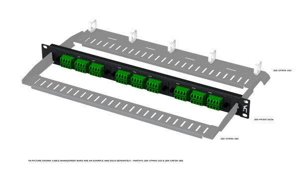 Optical Fiber Rack-Mount Panel, LGX, Three-Position, Front and Rear CMB, 1 RMU