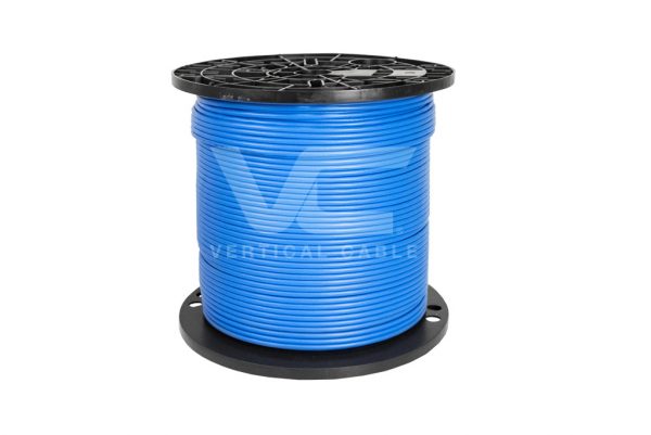 CAT6A, Unshielded with an overall Plenum jacket, 23 AWG/4 PAIR Solid bare copper conductors, 550MHz, 1000ft Spool, Blue. Made in the USA by Vertical Cable
