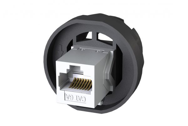 Outlet Module, Socket-to-Socket, CAT6A, STP, Panel Mounting, IP68