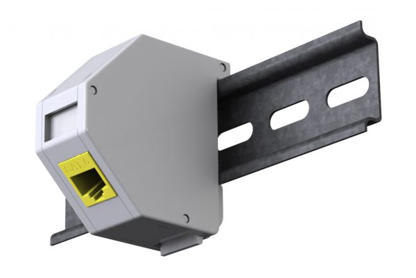 DIN-Rail Keystone Module Holder, 35-mm, Plastic, Stackable, Grounding, Labeling, One Left Cover, Blank