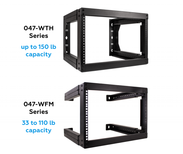 047-WTH Series - Open Frame Wall-Mount Rack, Adjustable Depth.