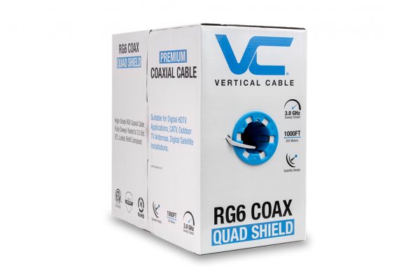 RG6 Quad Box 1000 FT White Cable by Vertical Cable